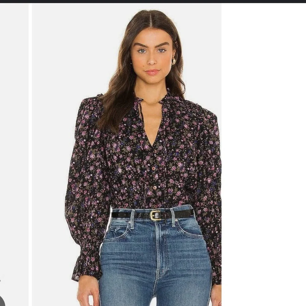 Free People Meant to Be Floral Puff Sleeve Blouse Size Small